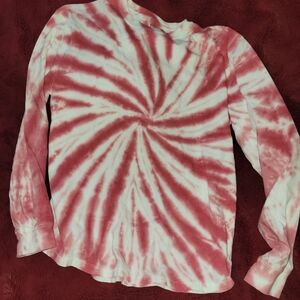 GAP Long-Sleeve Tie-Dye Tee - Pink & White